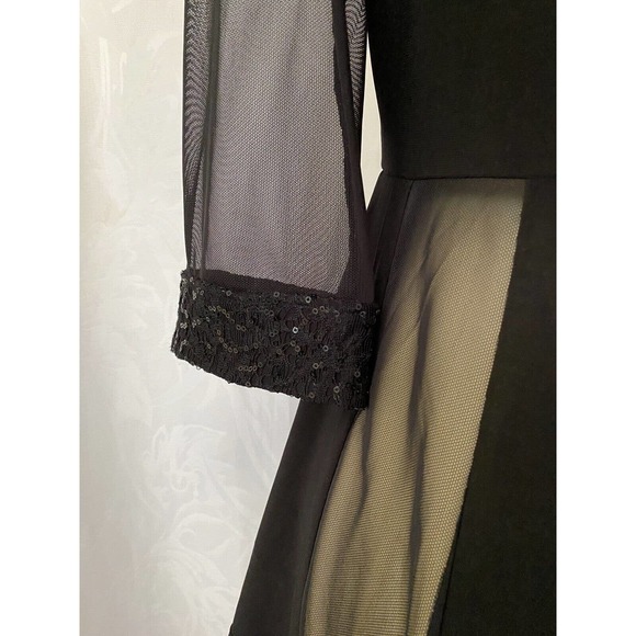 R&M Richards Glitter Trim Illusion Jacket Black Open Mesh 3/4 Sleeve 12P - Picture 5 of 7